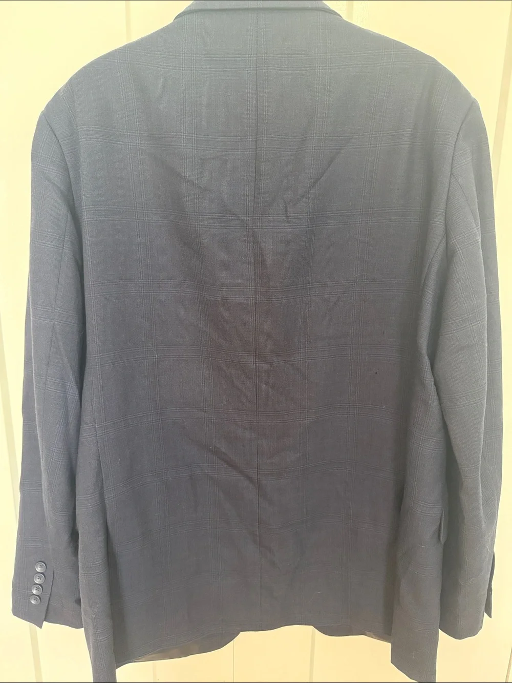 Nordstrom Men's Navy Blue Plaid Two-Button Sport Coat Blazer Sz 46L